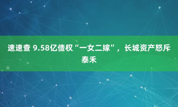 速速查 9.58亿债权“一女二嫁”，长城资产怒斥泰禾