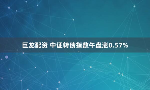 巨龙配资 中证转债指数午盘涨0.57%
