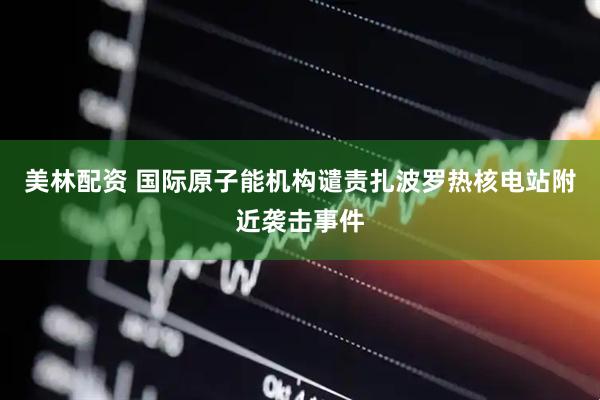 美林配资 国际原子能机构谴责扎波罗热核电站附近袭击事件