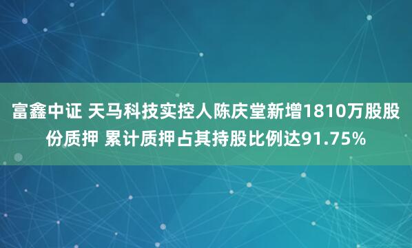 富鑫中证 天马科技实控人陈庆堂新增1810万股股份质押 累计质押占其持股比例达91.75%